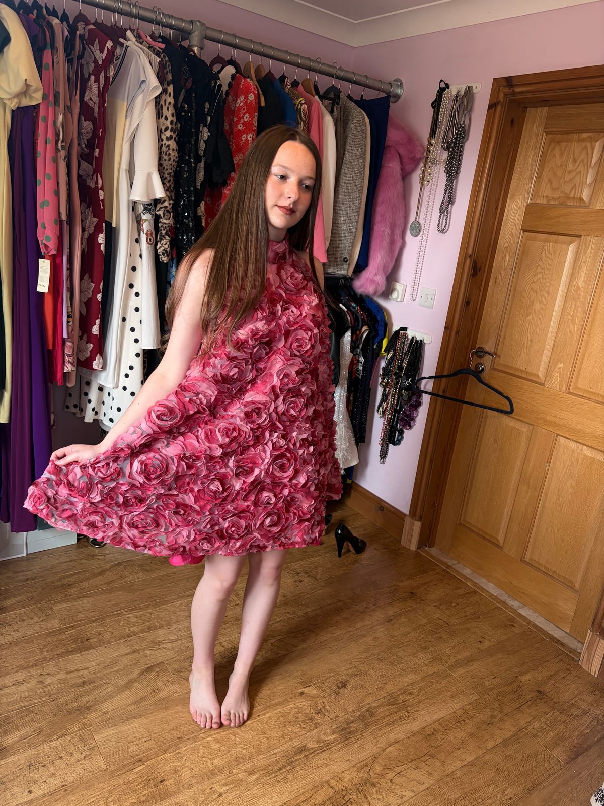 Forever Unique 3D Floral Halterneck Mini Dress — photo 6 of 7