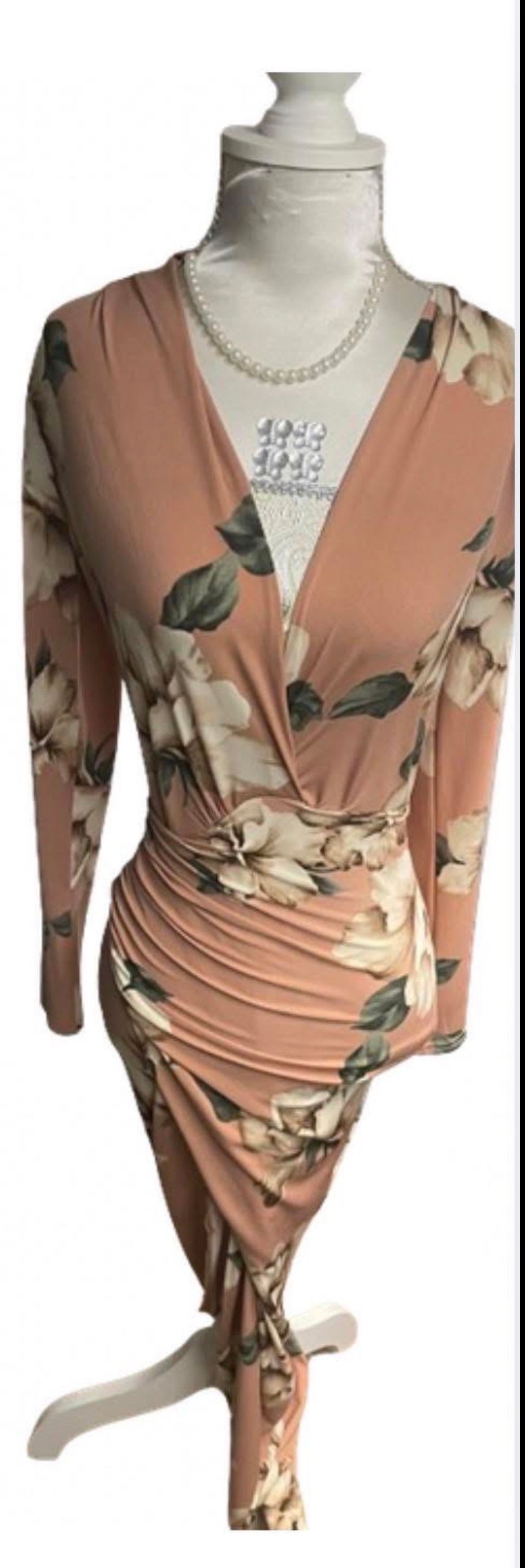 John Zack Dusty Pink Flowery Wrap Dress  — photo 2 of 4