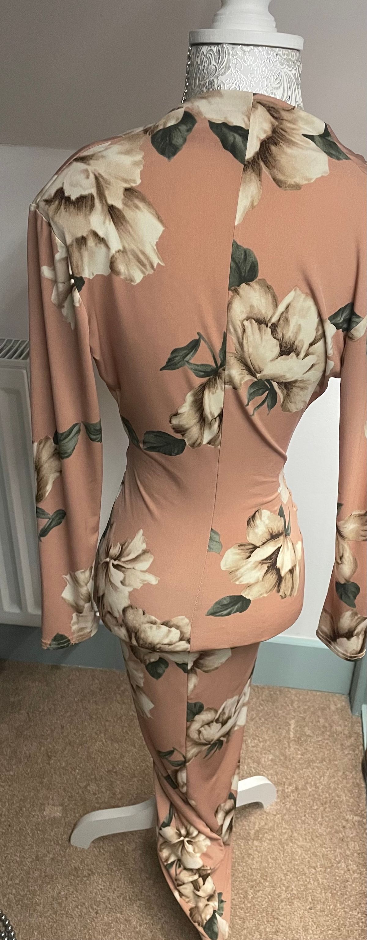John Zack Dusty Pink Flowery Wrap Dress  — photo 4 of 4