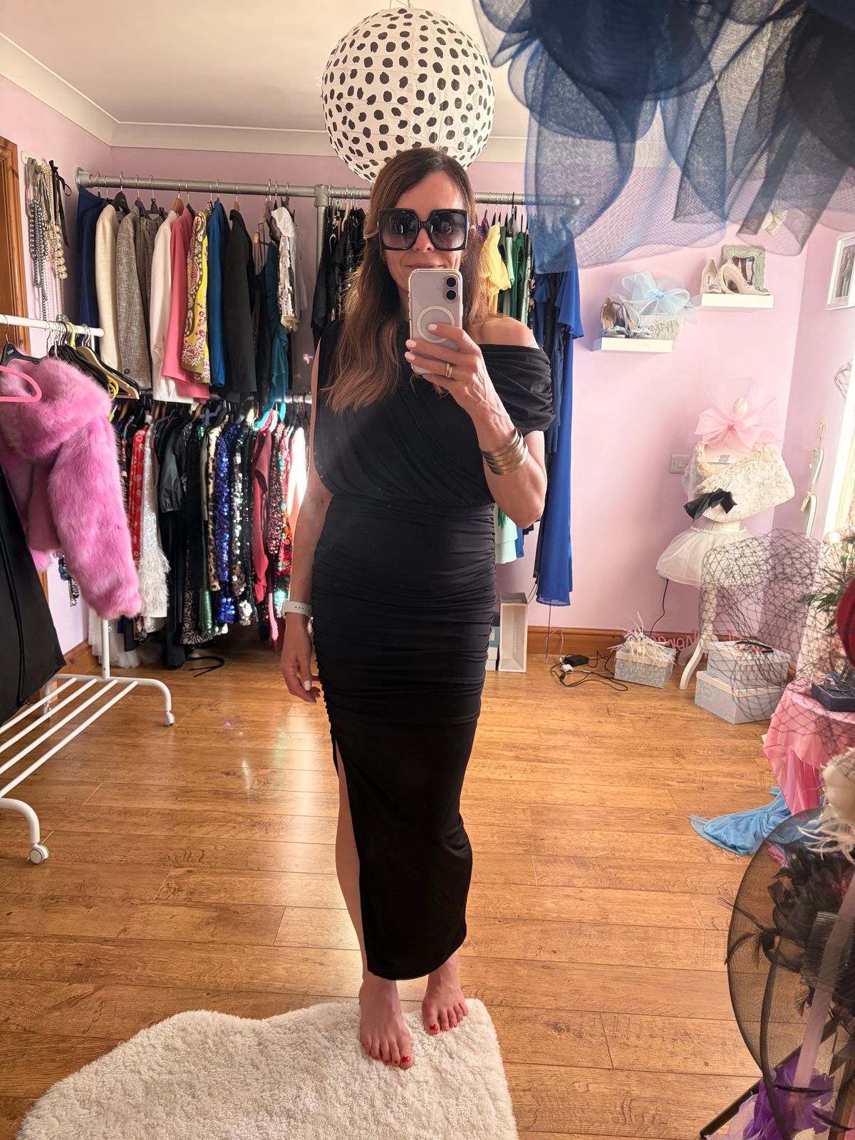 Karen Millen Black Draped Shoulder Dress  — photo 2 of 3