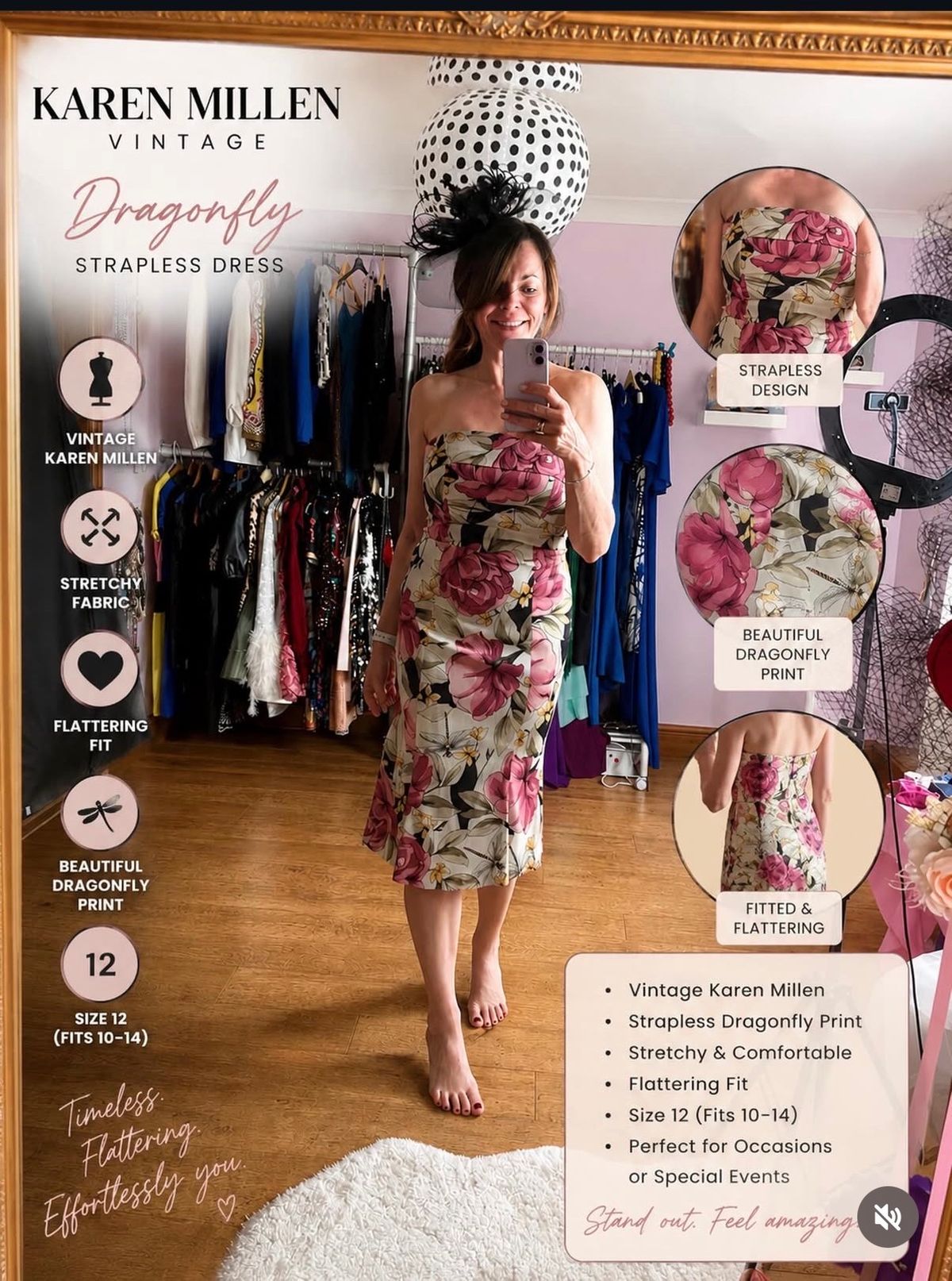 Karen Millen Vintage Strapless Dragonfly Dress  — photo 1 of 3