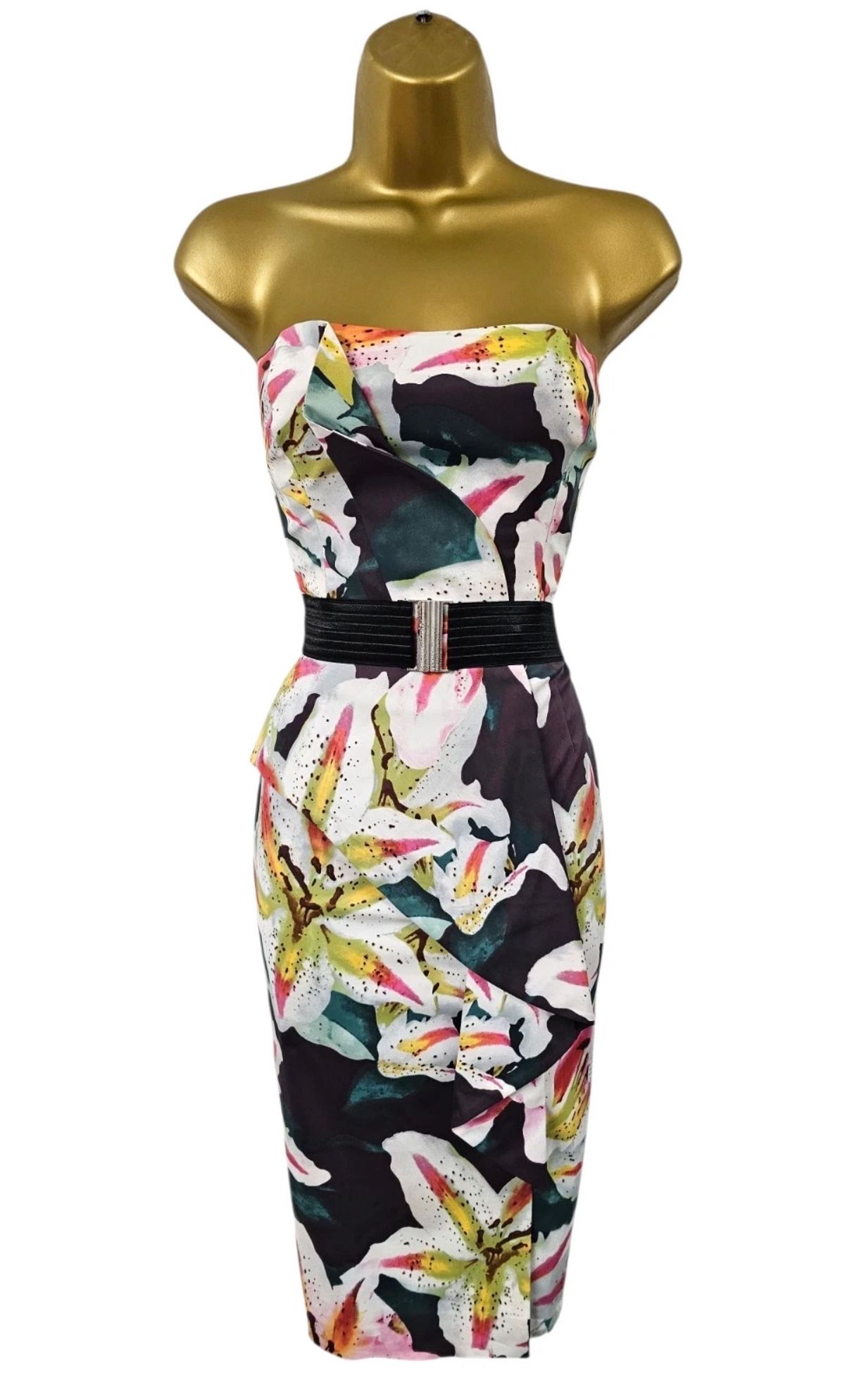 Karen Millen Vintage Strapless Tropical Lily  Print Wiggle Dress  — photo 2 of 3