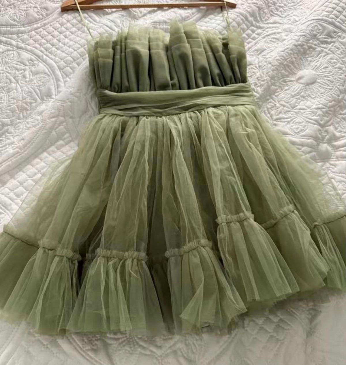Lace & Beads Bandeau Structured Tulle Mini Dress — photo 1 of 11