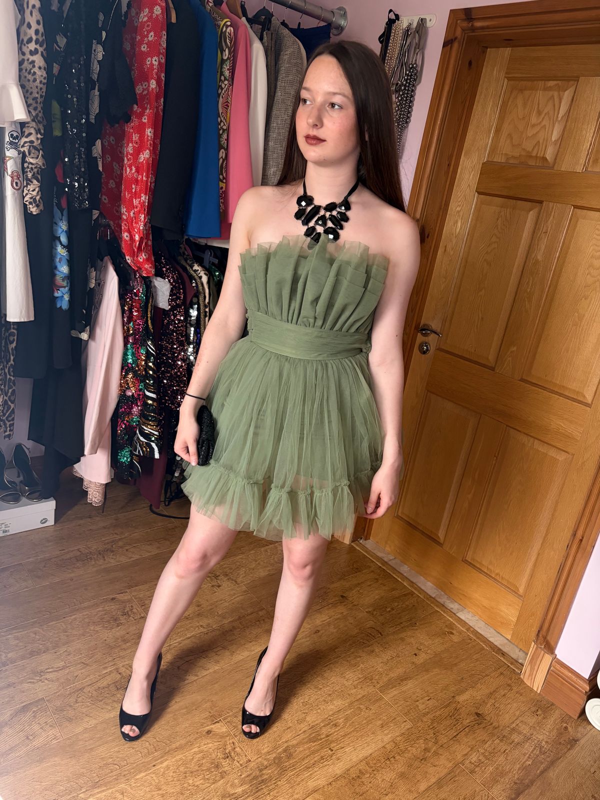 Lace & Beads Bandeau Structured Tulle Mini Dress — photo 11 of 11