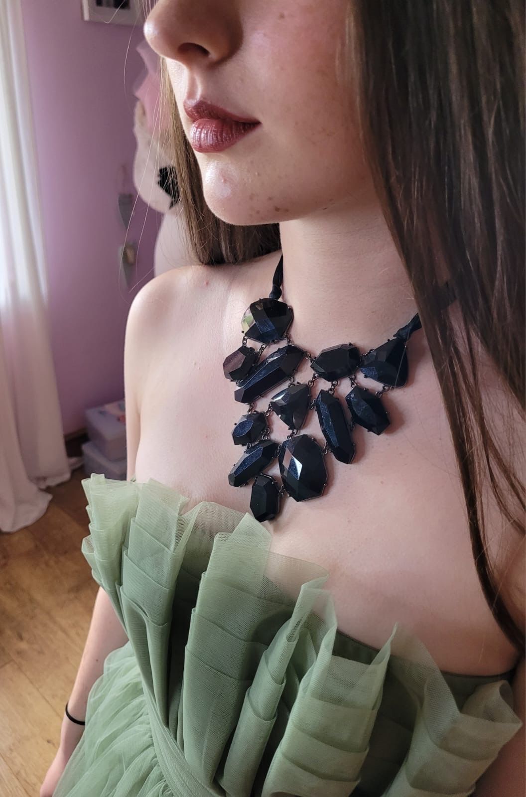 Lace & Beads Bandeau Structured Tulle Mini Dress — photo 2 of 11