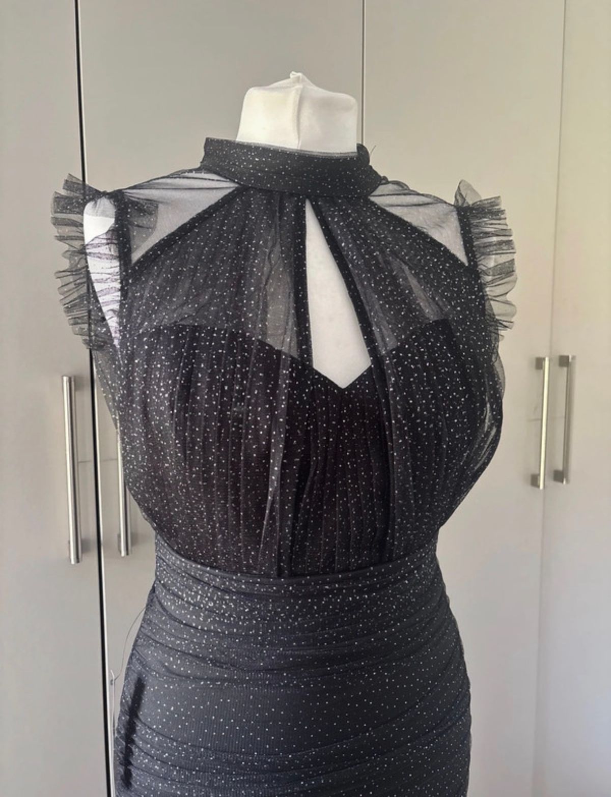 Lipsy black glitter mesh dress  — photo 1 of 3