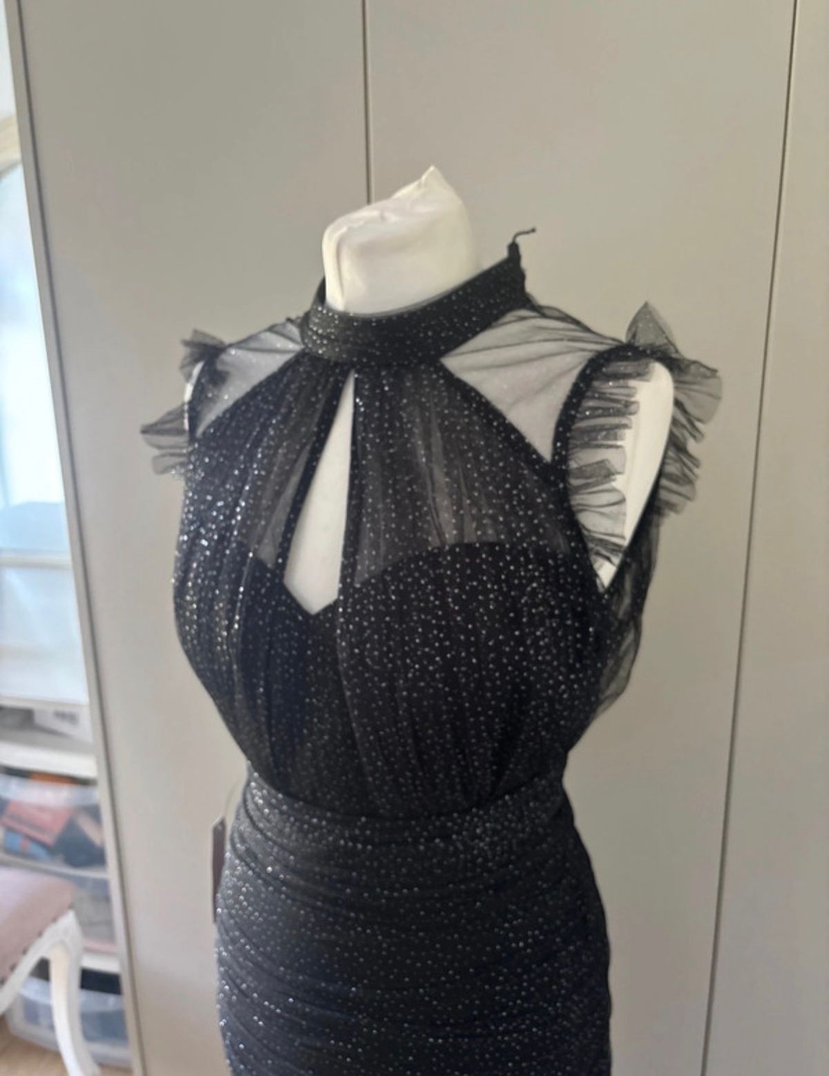 Lipsy black glitter mesh dress  — photo 3 of 3