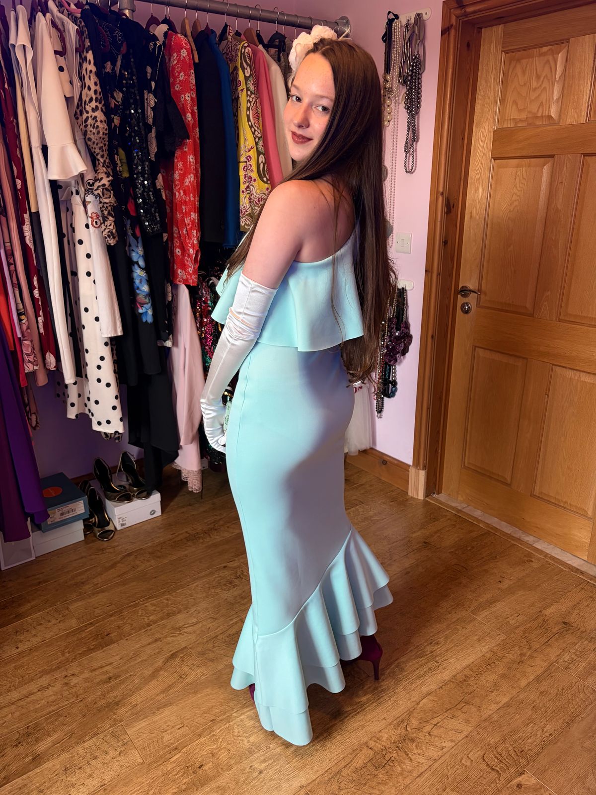 One Shoulder Ruffle Maxi Dress  — photo 10 of 11
