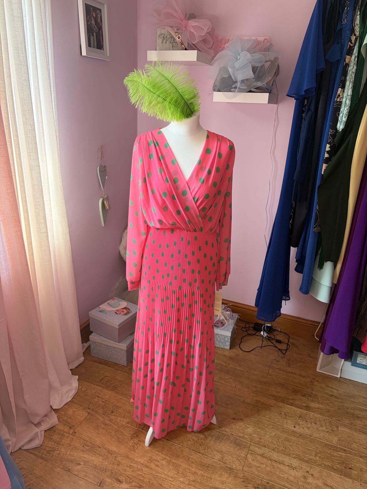 Polka dot pleated dress — photo 3 of 3