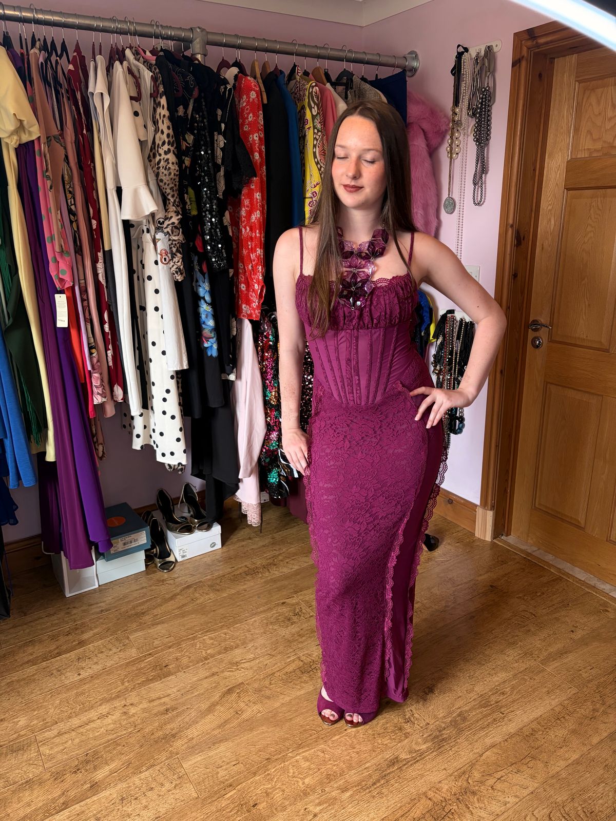 Sheer lace corset maxi dress  — photo 5 of 8