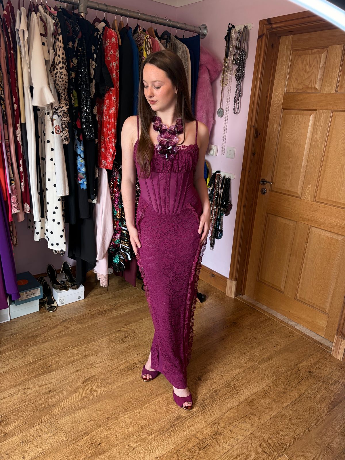 Sheer lace corset maxi dress  — photo 6 of 8