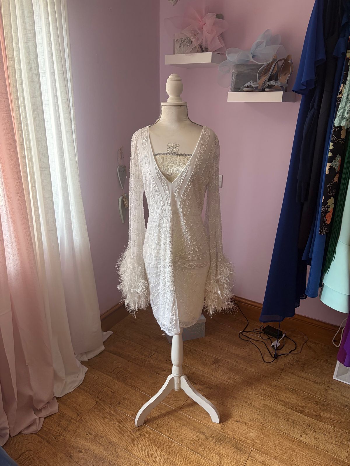 Starlet Plunge Embellished Faux Feather Mini Dress  — photo 1 of 4