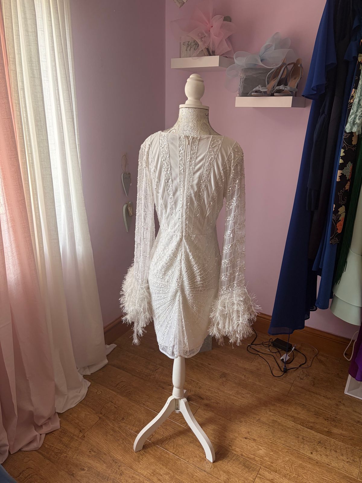 Starlet Plunge Embellished Faux Feather Mini Dress  — photo 2 of 4
