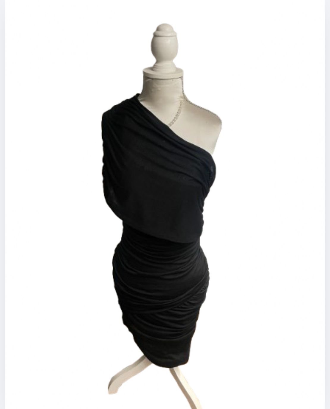 Tracy Reece Designer black one shoulder ruched mini dress 2010 — photo 1 of 2