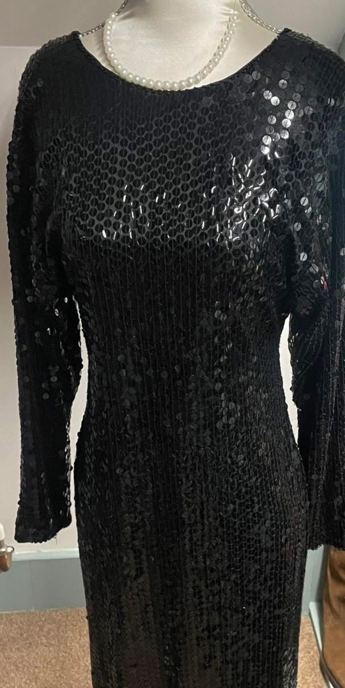 Vintage Black Sequin Dress New York  — photo 5 of 6